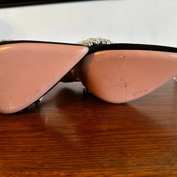 Aquazzura Gem Palace crystal black satin mules size 39.5 US 9.5 Excellent cond. - Picture 6 of 6